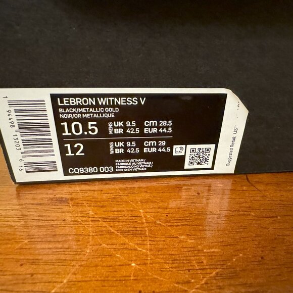 Nike Lebron Witness V Men's Size 10.5 Black/Metallic Gold/Fierce Purple - Picture 2 of 8